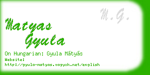 matyas gyula business card